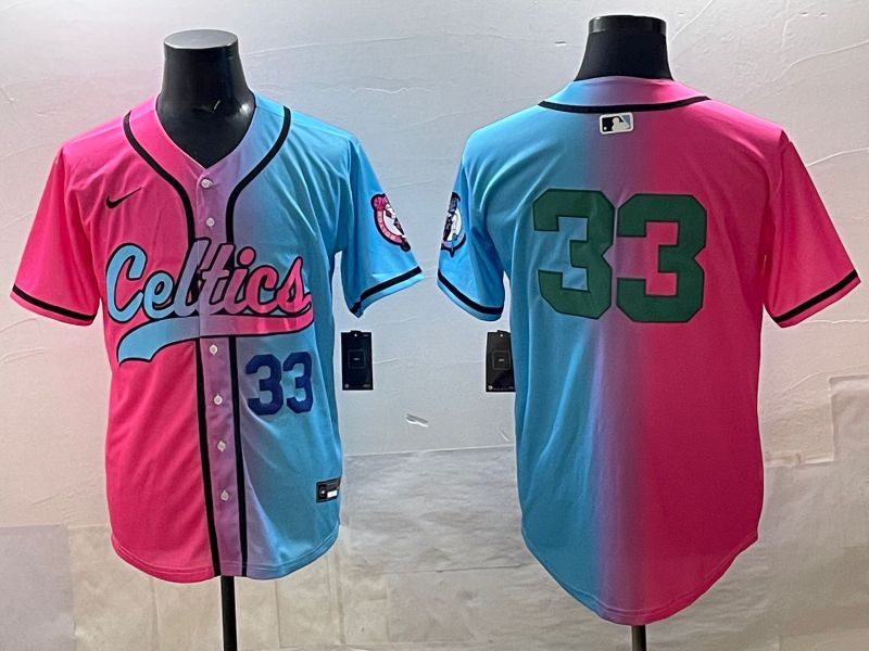 Men 2025 Boston Celtics #33 No Name Blue pink Nike NBA Jersey style 01